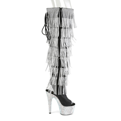 Pleaser Bottes pour femmes BEJEWELED-3019RSF-7 BLK FAUX cuir-SLV / SLV MULTI RS
