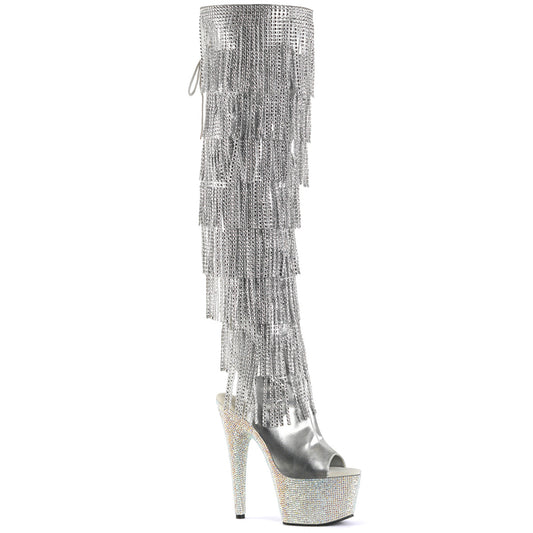 Pleaser Bottes pour femmes BEJEWELED-3019RSF-7 SLV Metallic PU-SLV / SLV MULTI RS