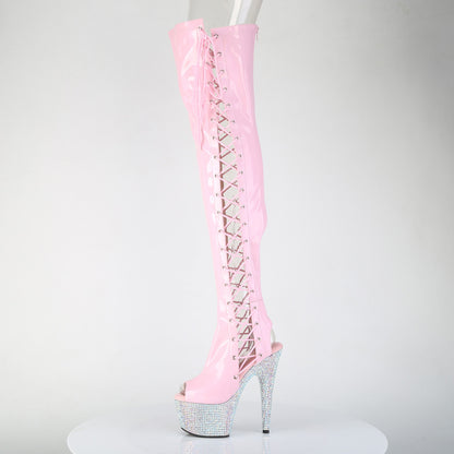 Pleaser Women's Platform Shoes BEJEWELED-3052HG-7 B. Pink Holo Pat/Slv AB RS