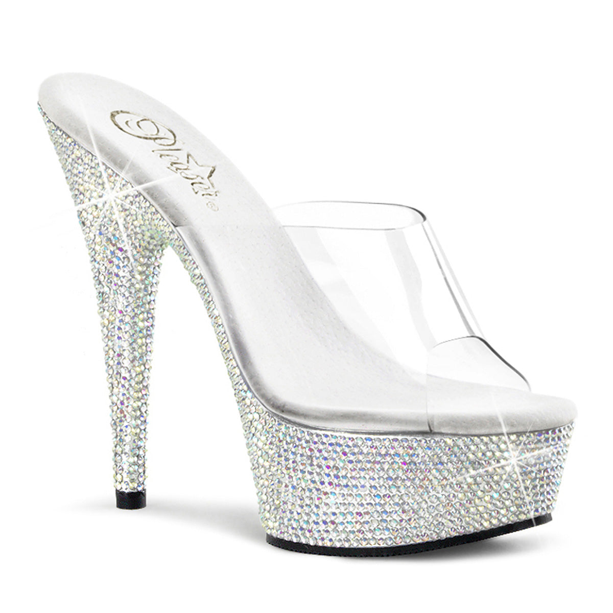 Pleaser Womens Sandals BEJEWELED-601DM Clr/Slv Multi RS