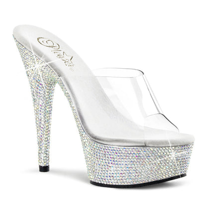 Pleaser Womens Sandals BEJEWELED-601DM Clr/Slv Multi RS