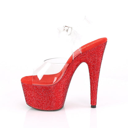 Pleaser Womens Sandals BEJEWELED-708DM Clr/Red RS