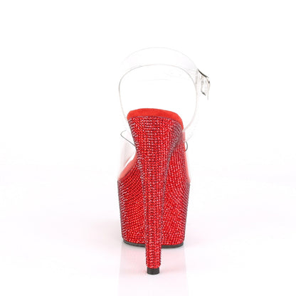 Pleaser Womens Sandals BEJEWELED-708DM Clr/Red RS