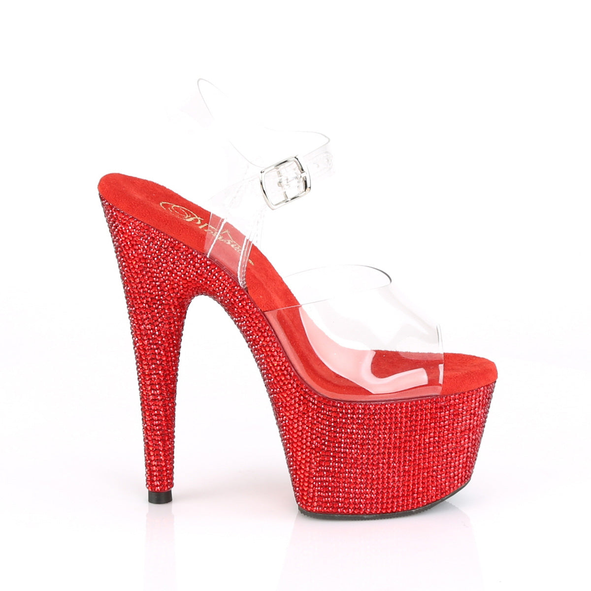 Pleaser Womens Sandals BEJEWELED-708DM Clr/Red RS