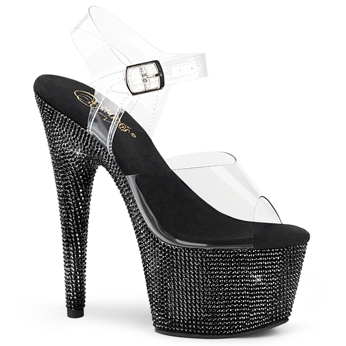 Pleaser Womens Sandals BEJEWELED-708DM Clr/Blk RS