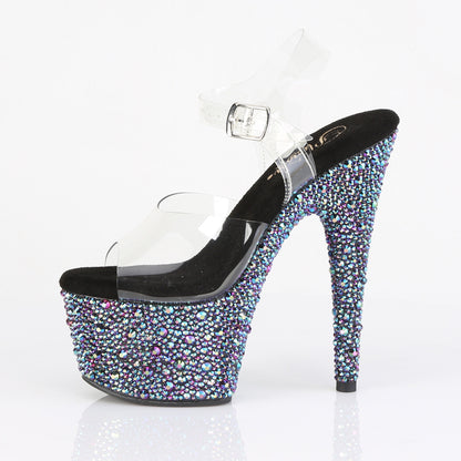 Pleaser Women's Platform Shoes BEJEWELED-708MS Clr/Blk Multi RS