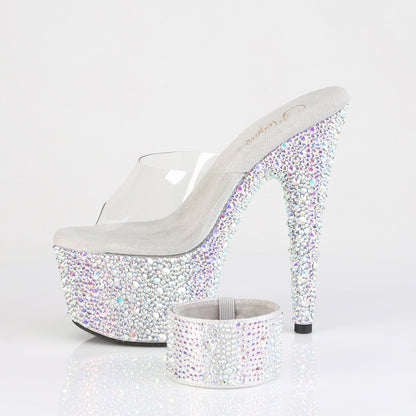 Pleaser Women's Platform Shoes BEJEWELED-712MS Clr/Slv AB RS