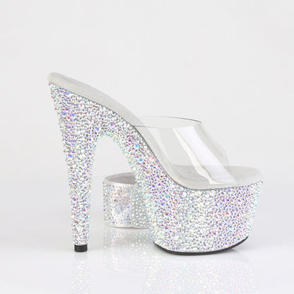 Pleaser Women's Platform Shoes BEJEWELED-712MS Clr/Slv AB RS