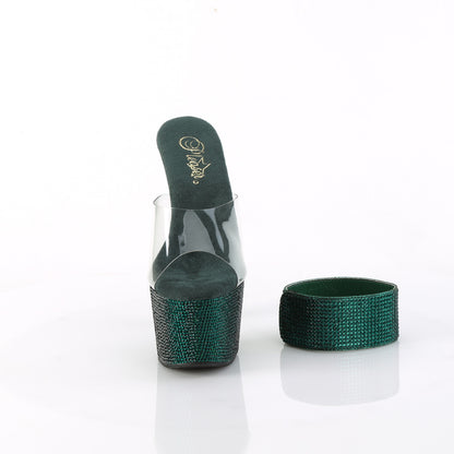 Pleaser Women's Platform Shoes BEJEWELED-712RS Clr/Emerald Green RS