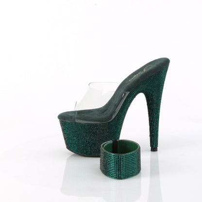 Pleaser Women's Platform Shoes BEJEWELED-712RS Clr/Emerald Green RS