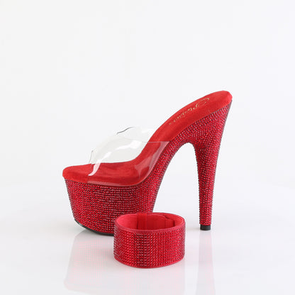 Pleaser Women's Platform Shoes BEJEWELED-712RS Clr/Ruby Red RS