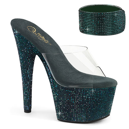 Pleaser Women's Platform Shoes BEJEWELED-712RS Clr/Emerald Green RS