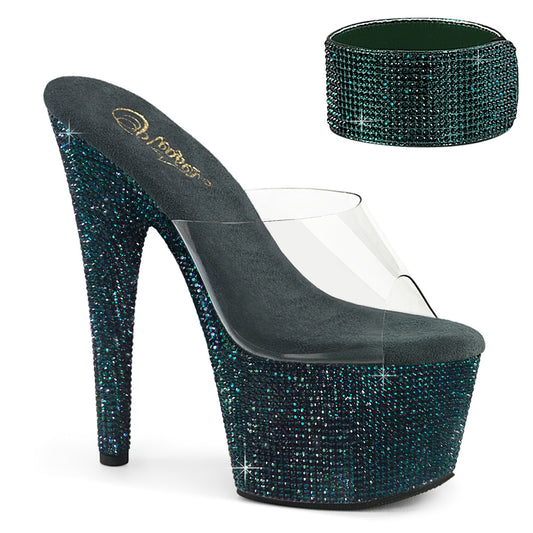 Pleaser Women's Platform Shoes BEJEWELED-712RS Clr/Emerald Green RS