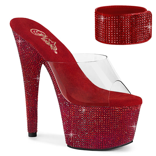 Pleaser Women's Platform Shoes BEJEWELED-712RS Clr/Ruby Red RS