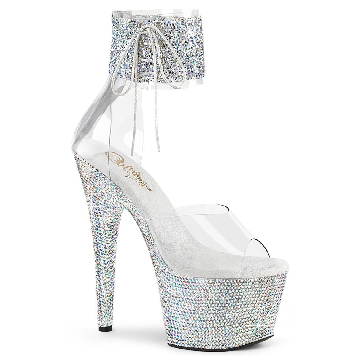 Pleaser  Sandals BEJEWELED-724RS-02 Clr-Slv Multi RS/Slv AB RS