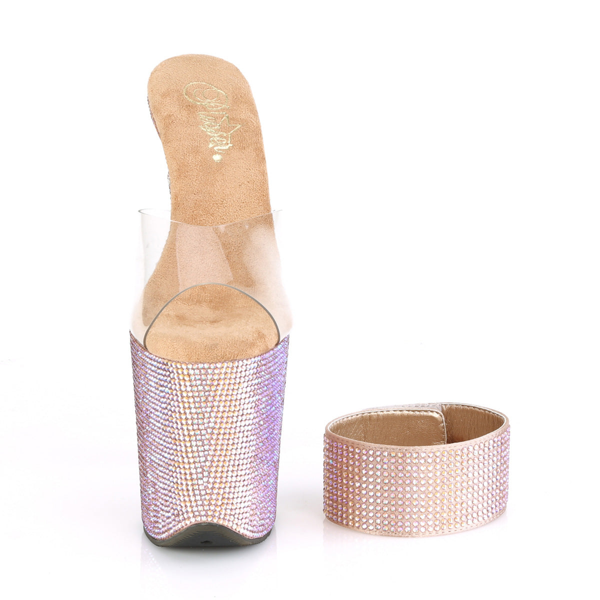 Pleaser Sandales pour femmes BEJEWELED-812RS CLR / Gold Rose Multi RS