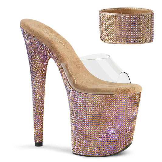 Pleaser Sandales pour femmes BEJEWELED-812RS CLR / Gold Rose Multi RS
