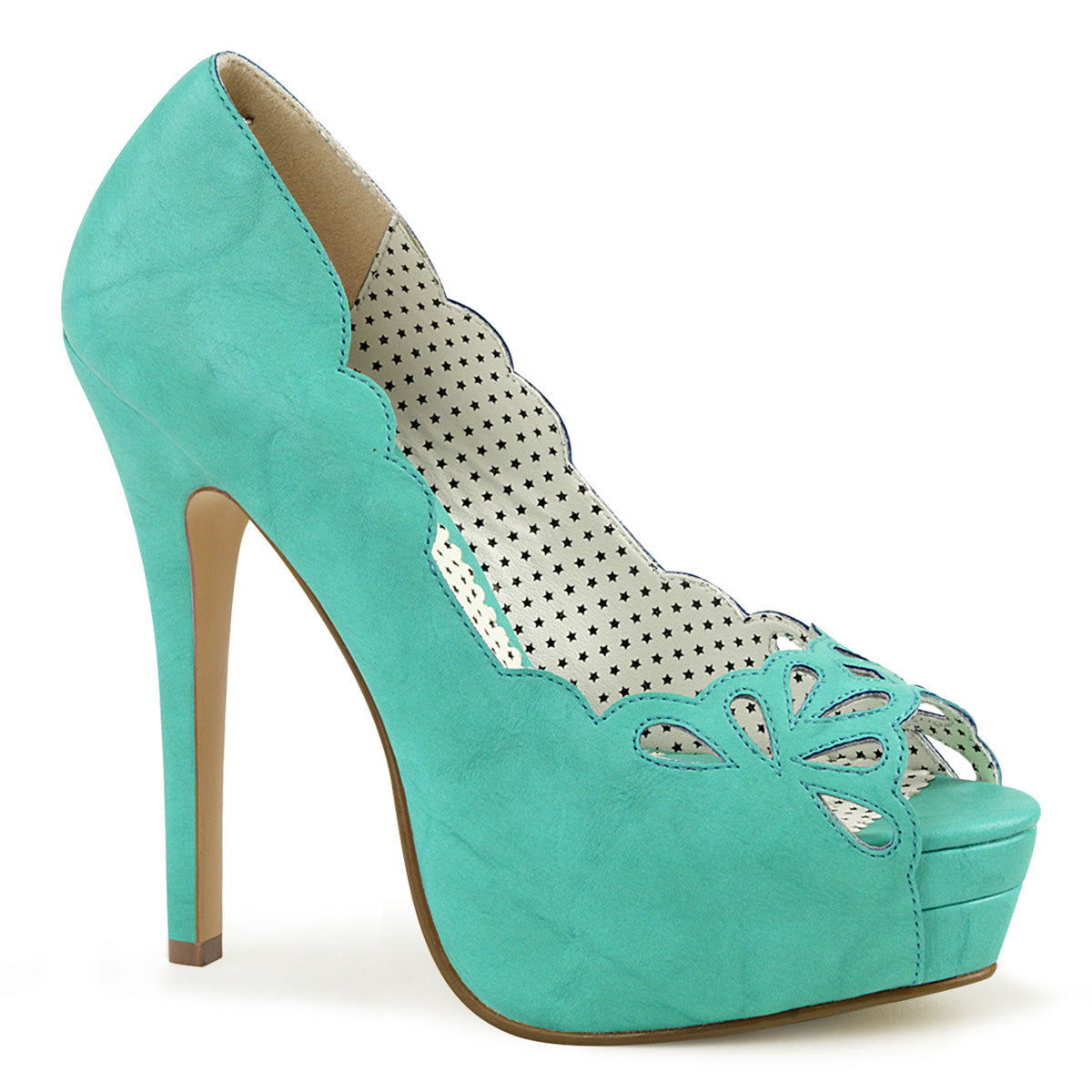 Pin Up Couture Womens Pumps BELLA-30 Teal Faux Leather