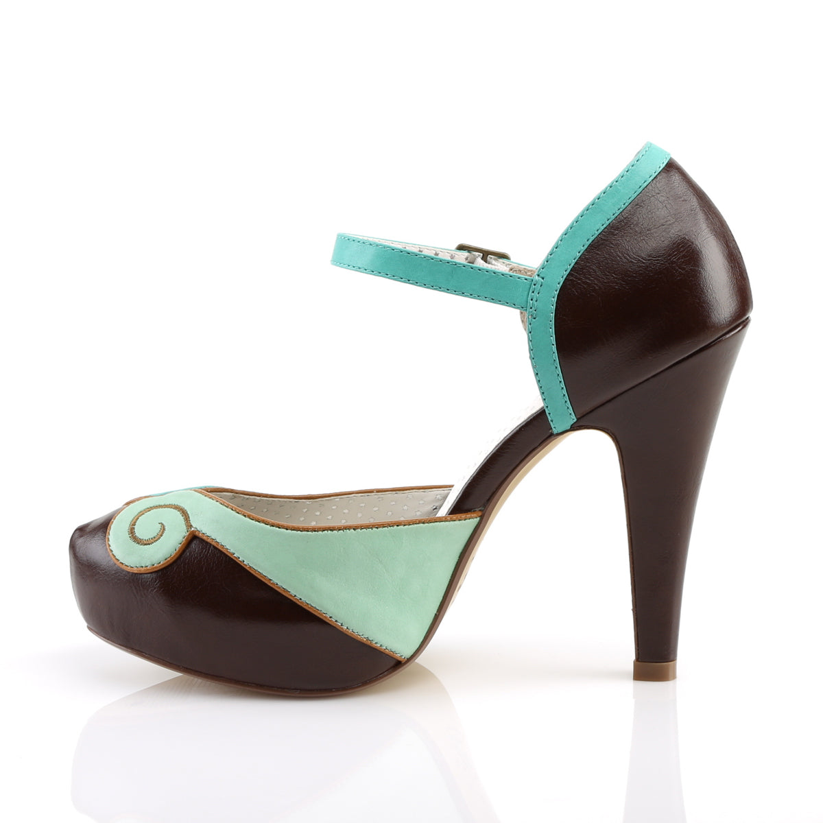Pin Up Couture Womens Pumps BETTIE-17 Teal-Brown Faux Leather