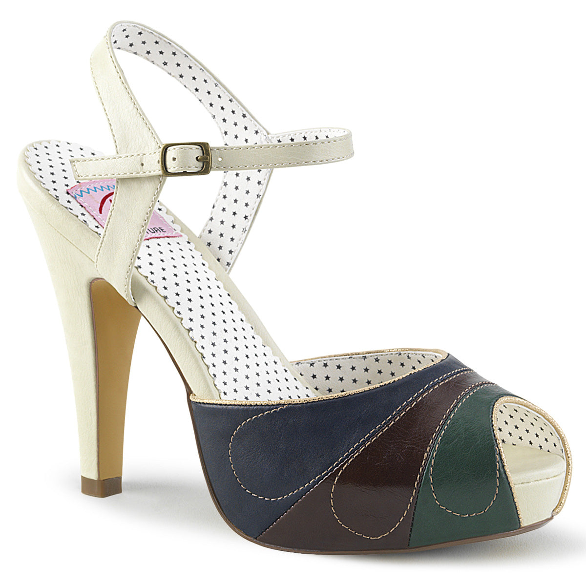Pin Up Couture Pompes pour femmes BETTIE-27 Crème Multi Faux Cuir