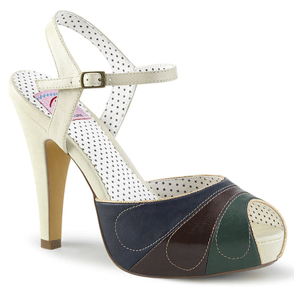 Pin Up Couture Womens Pumps BETTIE-27 Cream Multi Faux Leather