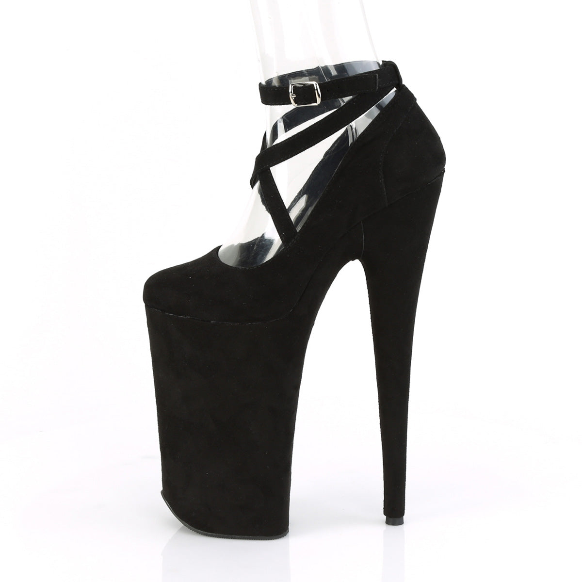 Pleaser Sandales pour femmes BEYOND-087FS BLK FAUX SUDE / BLK FAUX SUDE