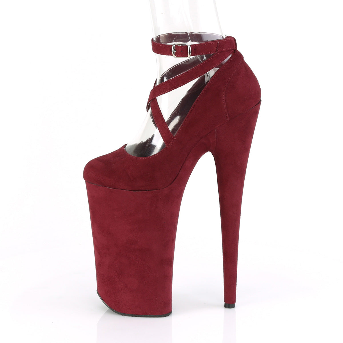 Pleaser Womens Sandals BEYOND-087FS Burgundy Faux Suede/Burgundy Faux Suede