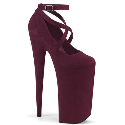 Pleaser Womens Sandals BEYOND-087FS Burgundy Faux Suede/Burgundy Faux Suede