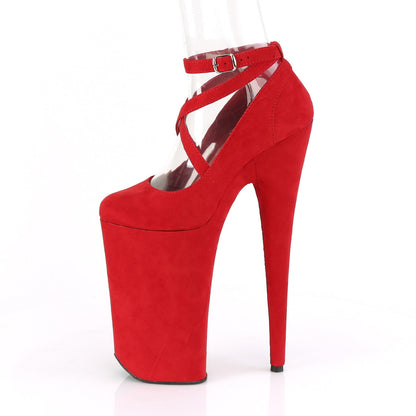 Pleaser Womens Sandals BEYOND-087FS Red Faux Suede/Red Faxu Suede