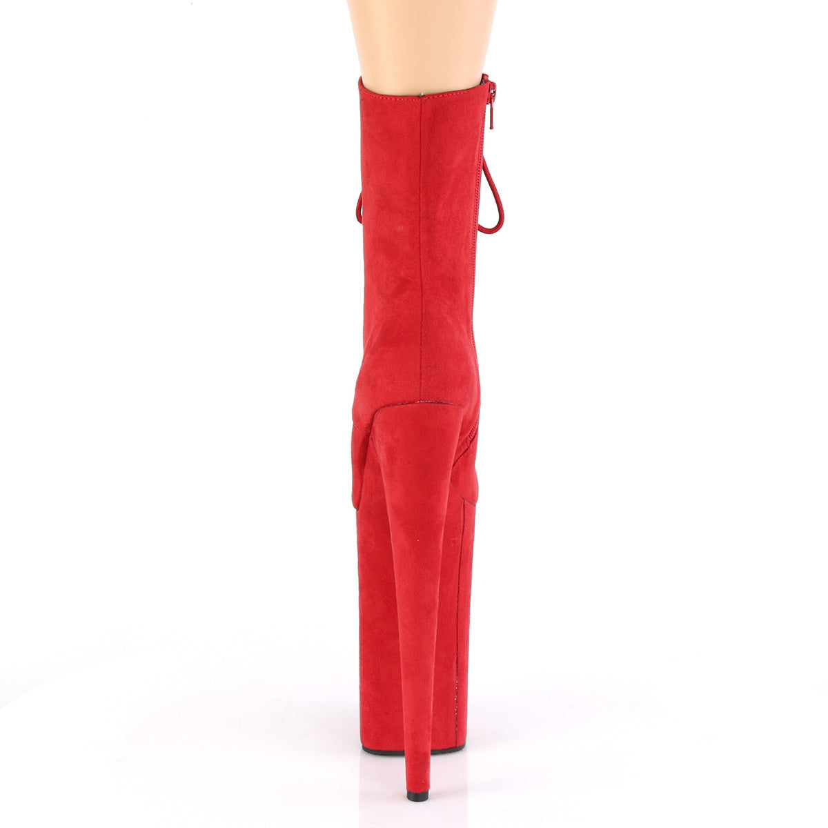 Pleaser Womens Ankle Boots BEYOND-1020FS Red Faux Suede/Red Faux Suede