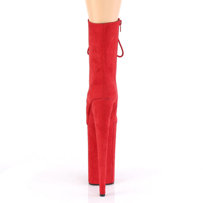 Pleaser Womens Ankle Boots BEYOND-1020FS Red Faux Suede/Red Faux Suede