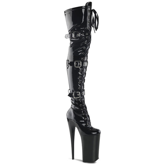 Pleaser Bottes pour femmes BEYOND-3028 blk str pat / blk
