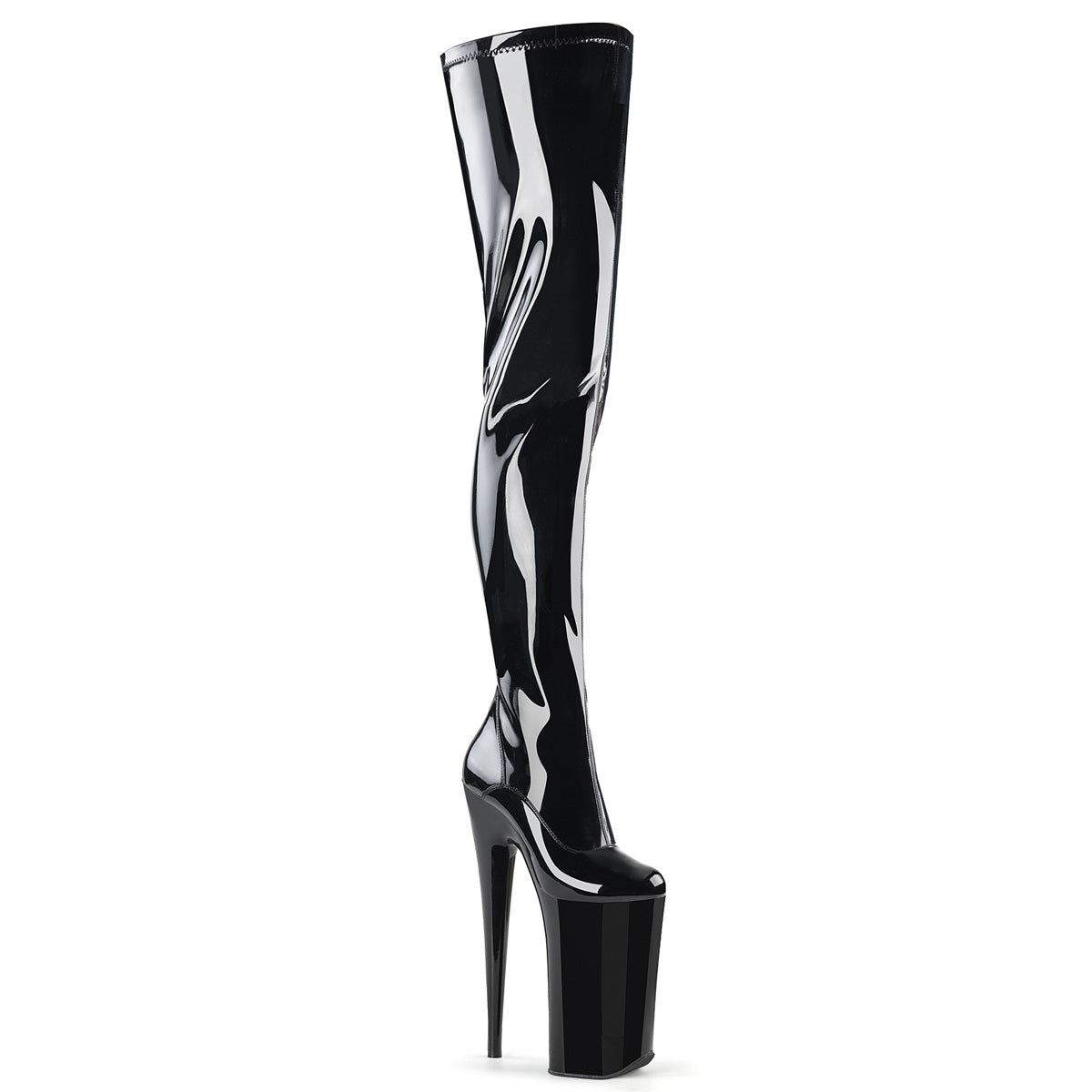 Pleaser Bottes pour femmes BEYOND-4000 blk stretch pat / blk