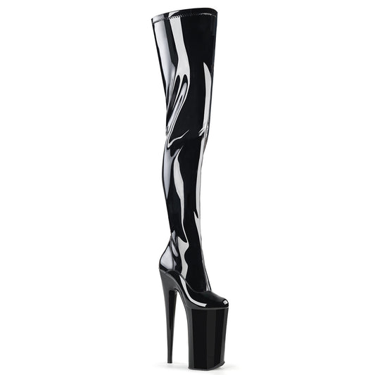 Pleaser Bottes pour femmes BEYOND-4000 blk stretch pat / blk