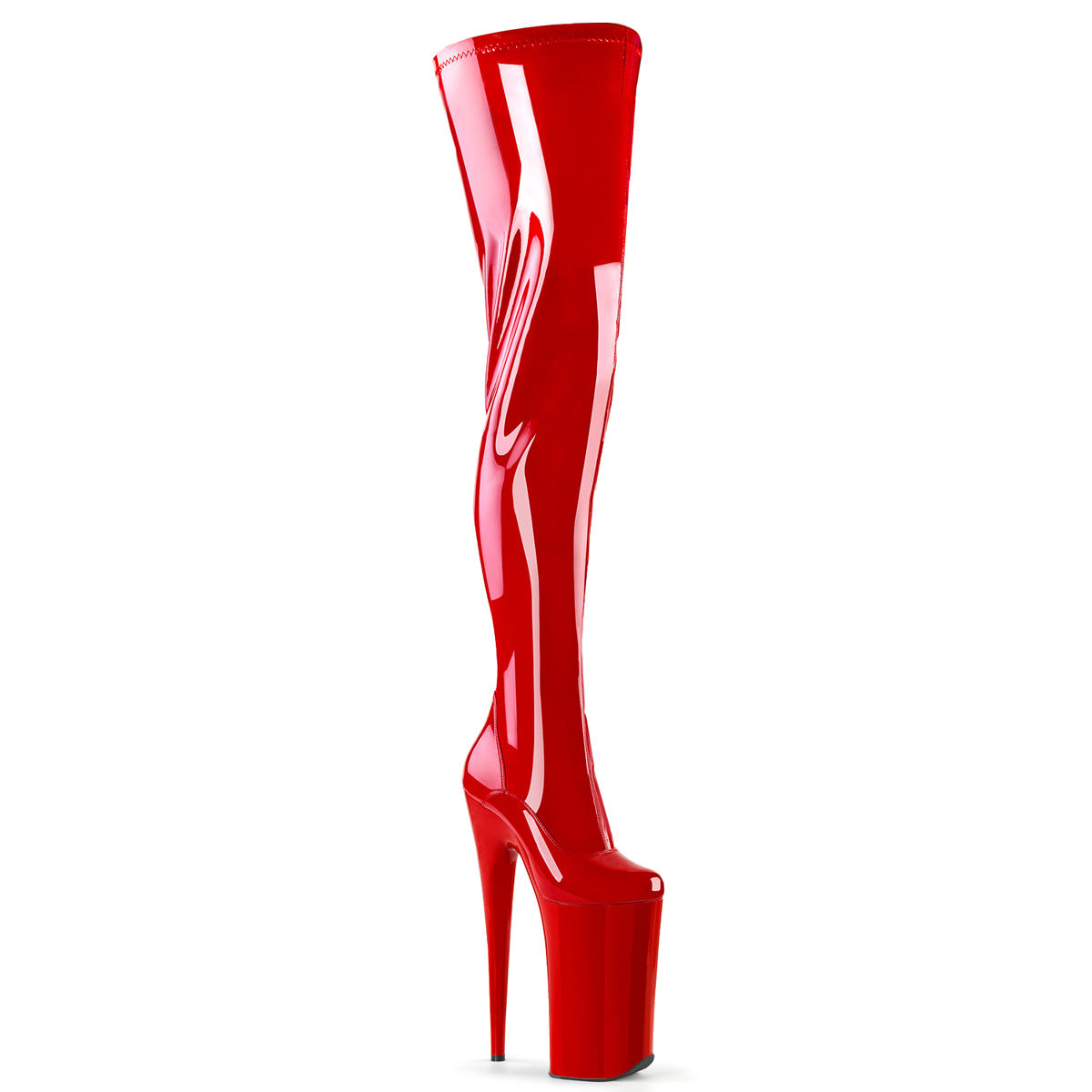 Pleaser Womens Boots BEYOND-4000 Red Stretch Pat/Red
