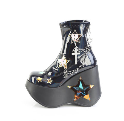 DemoniaCult Women's Ankle Boots BLAZE-108 Blk Holo Pat