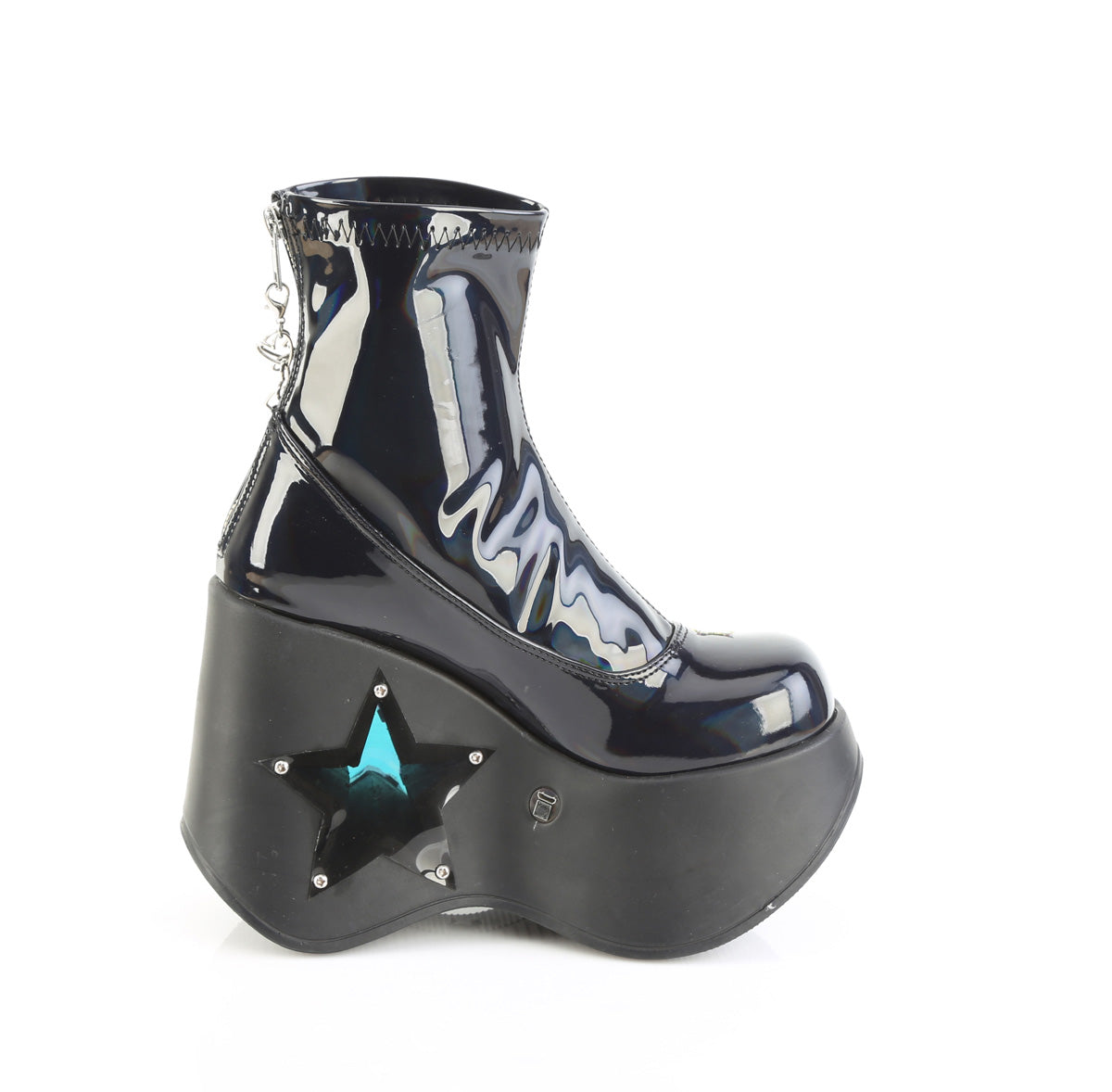 DemoniaCult Women's Ankle Boots BLAZE-108 Blk Holo Pat