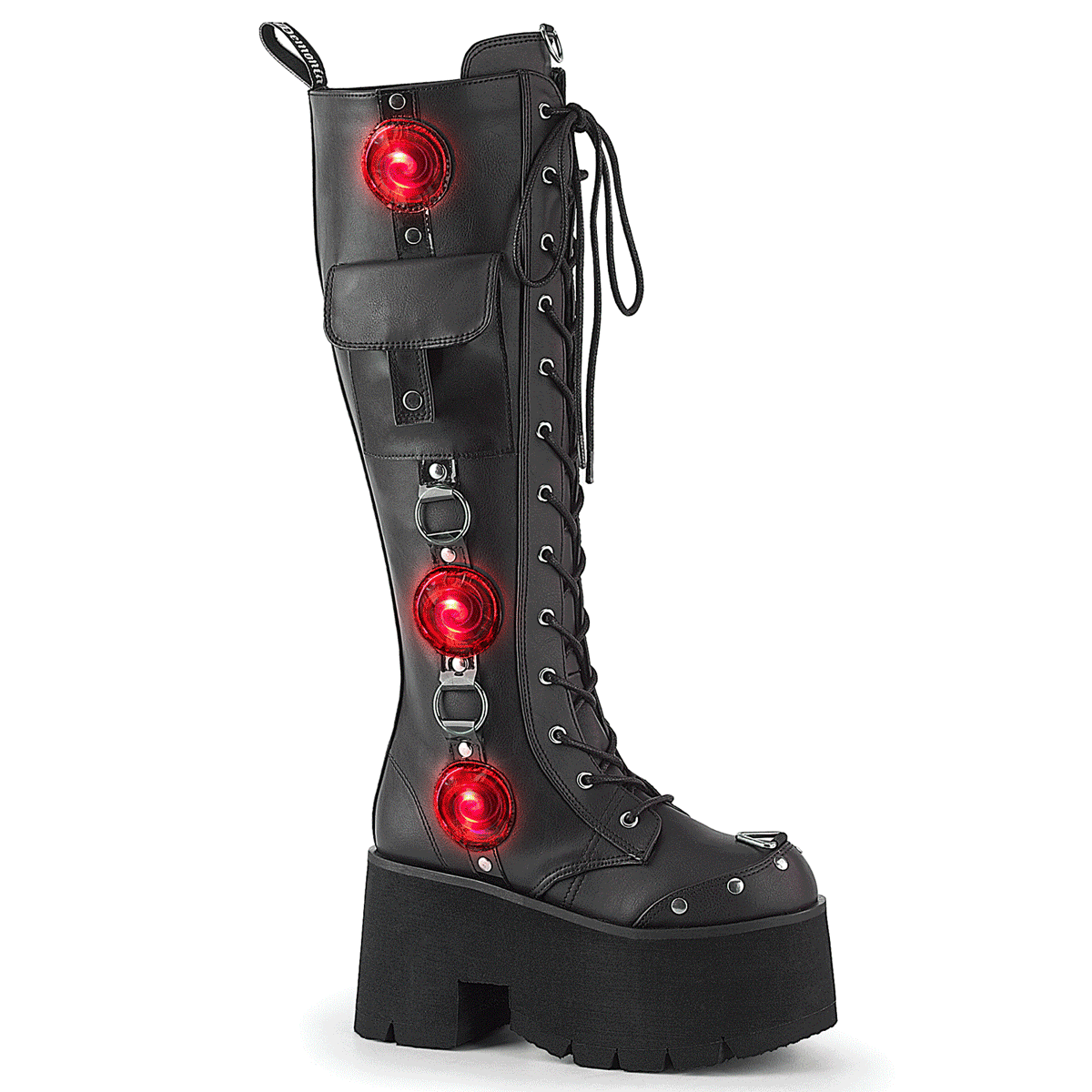 DemoniaCult Women's Mid-Calf & Knee High Boots BLAZE-202 Blk Vegan Leather