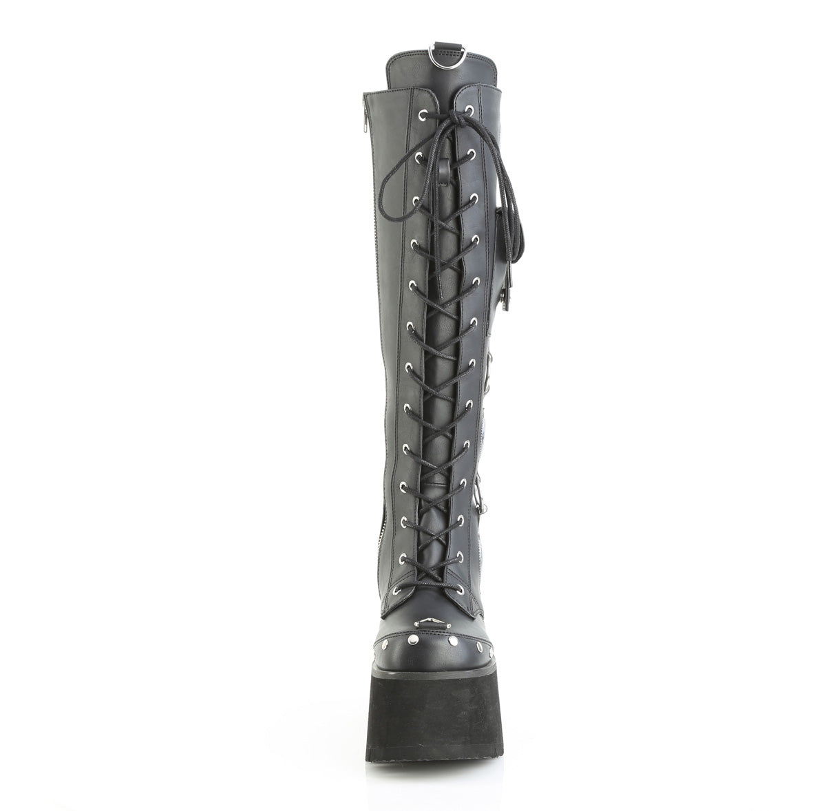DemoniaCult Women's Mid-Calf & Knee High Boots BLAZE-202 Blk Vegan Leather
