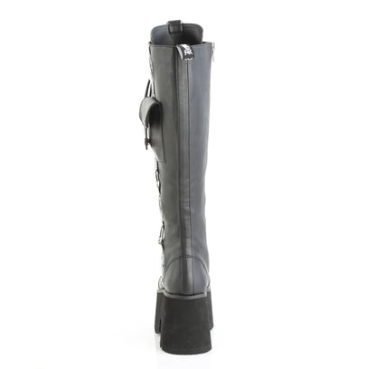 DemoniaCult Women's Mid-Calf & Knee High Boots BLAZE-202 Blk Vegan Leather