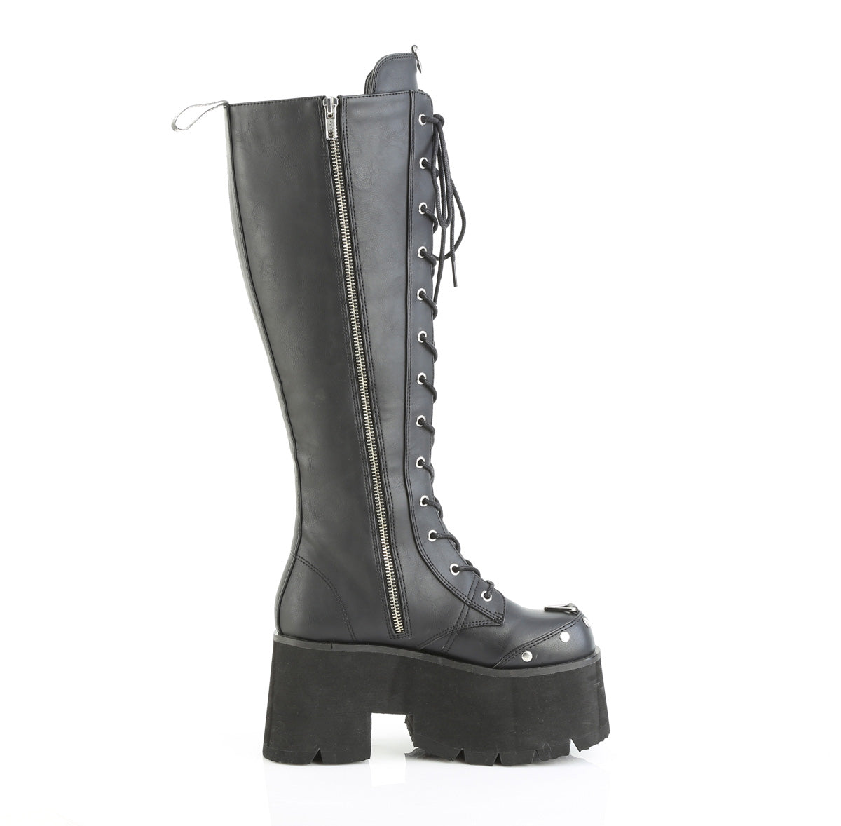 DemoniaCult Women's Mid-Calf & Knee High Boots BLAZE-202 Blk Vegan Leather