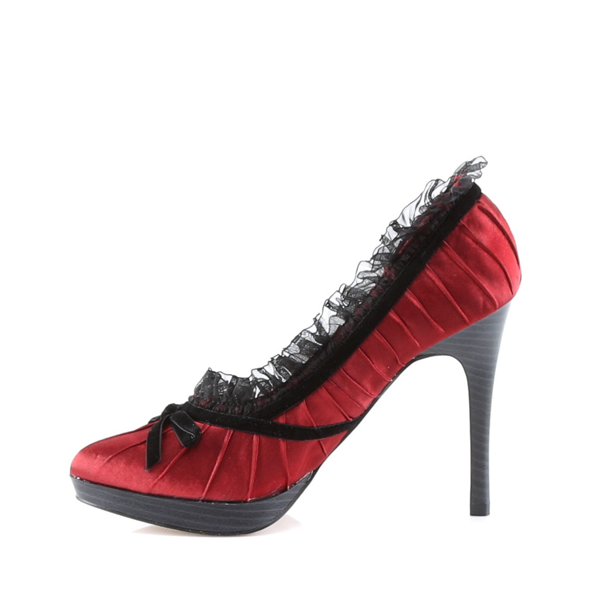 Pin Up Couture Womens Pumps BLISS-38 Red-Blk Satin