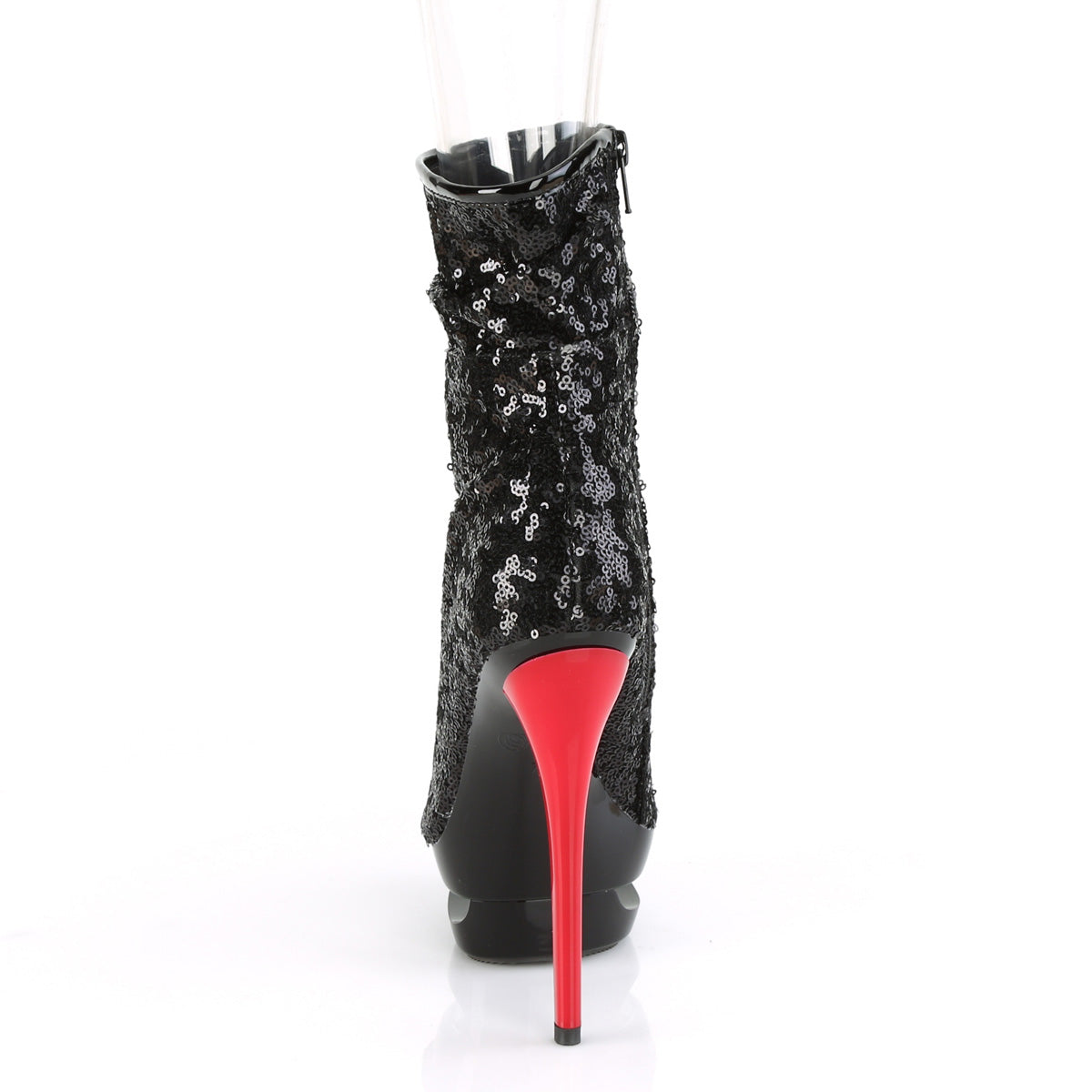 Pleaser Womens Ankle Boots BLONDIE-R-1008 Blk Sequins/Blk-Red