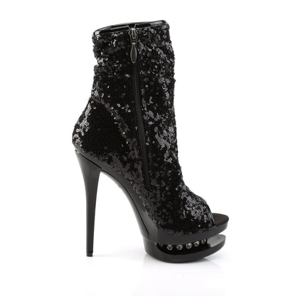 Pleaser Womens Ankle Boots BLONDIE-R-1008 Blk Sequins/Blk