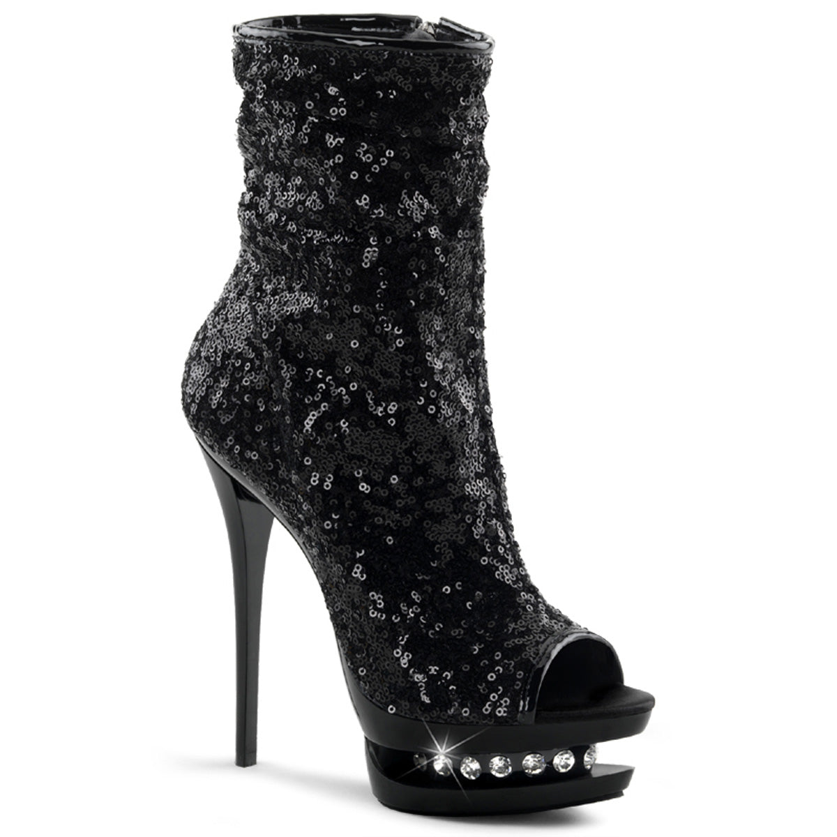 Pleaser Womens Ankle Boots BLONDIE-R-1008 Blk Sequins/Blk