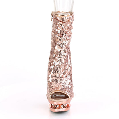 Pleaser Bottines pour femmes BLONDIE-R-1008 paillettes d'or rose / chrome or rose