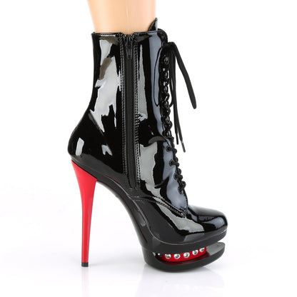 Pleaser Womens Ankle Boots BLONDIE-R-1020 Blk Pat/Blk-Red