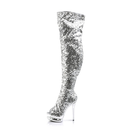 Pleaser Womens Boots BLONDIE-R-3011 Slv Sequins/Slv Chrome