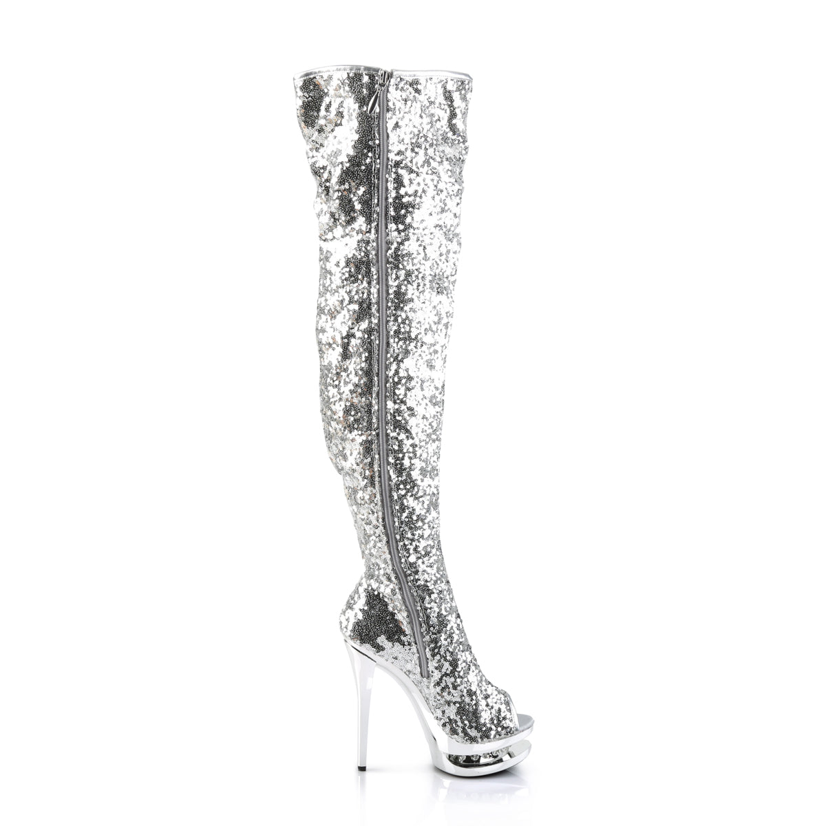 Pleaser Womens Boots BLONDIE-R-3011 Slv Sequins/Slv Chrome
