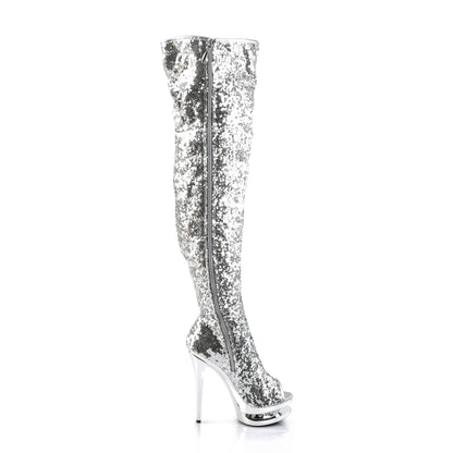 Pleaser Womens Boots BLONDIE-R-3011 Slv Sequins/Slv Chrome